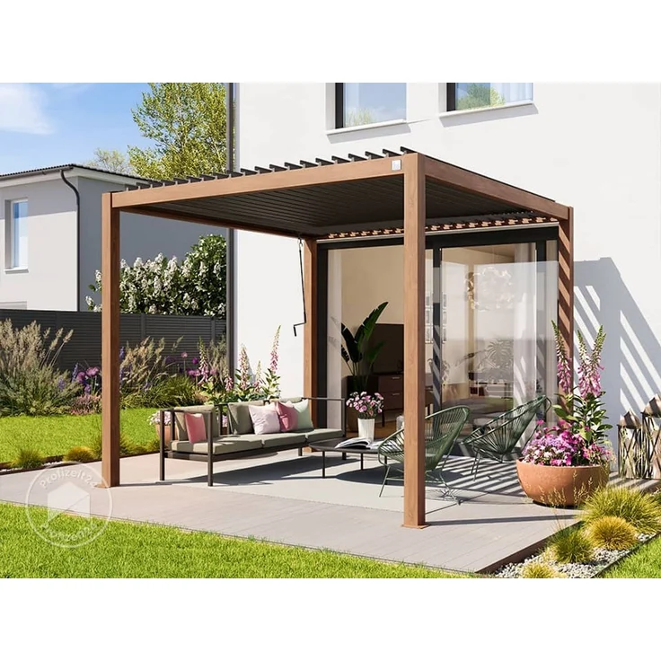 PRIMEYARD Pergola, Aluminium / Stahl braun, 3x3 m – Bild 2