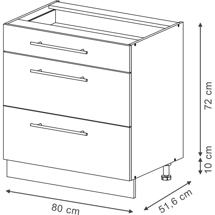 Küchenunterschrank Fame-Line Goldkraft Eiche 80 cm mit 3 Schubladen, AP Anthrazit Vicco – Bild 3