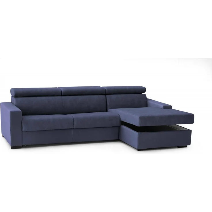 Talamo Italia - Schlafsofa mit Halbinsel Alberta, Sofa mit rechter Stauraumhalbinsel, Standardarmlehnen, 100 % Made in Italy, 280 x 95 x 85 cm, Blau – Bild 9