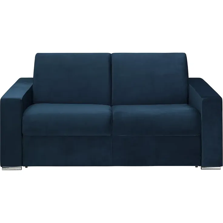 Schlafsofa 2-Sitzer Samt CALITO - Dunkelblau - Liegefläche: 120 cm - Matratzenhöhe: 18 cm