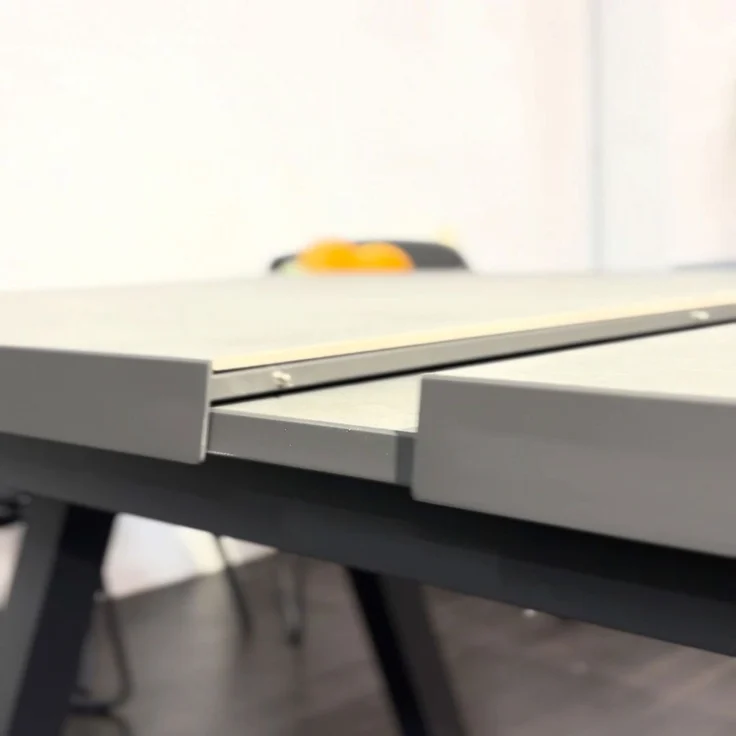 SONDRINO Ausziehtisch 100x200, Tischplatte: Keramik, Beton-Optik schräge Kante,Alu-Gestell anthrazit – Bild 8