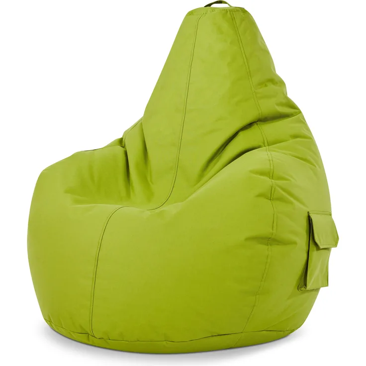 Green Bean® Sitzsack mit Rückenlehne, 230L Füllung waschbar, Polyester-PVC-Stoff grün, 80 x 70 x 90 cm
