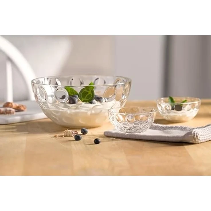 LEONARDO Schale Schalen-Set CUCINA OPTIC, 5er Set, 4x Ø 10 cm & 1x Ø 21,5 cm, Glas, (Set, 5-tlg), Spülmaschinengeeignet – Bild 3