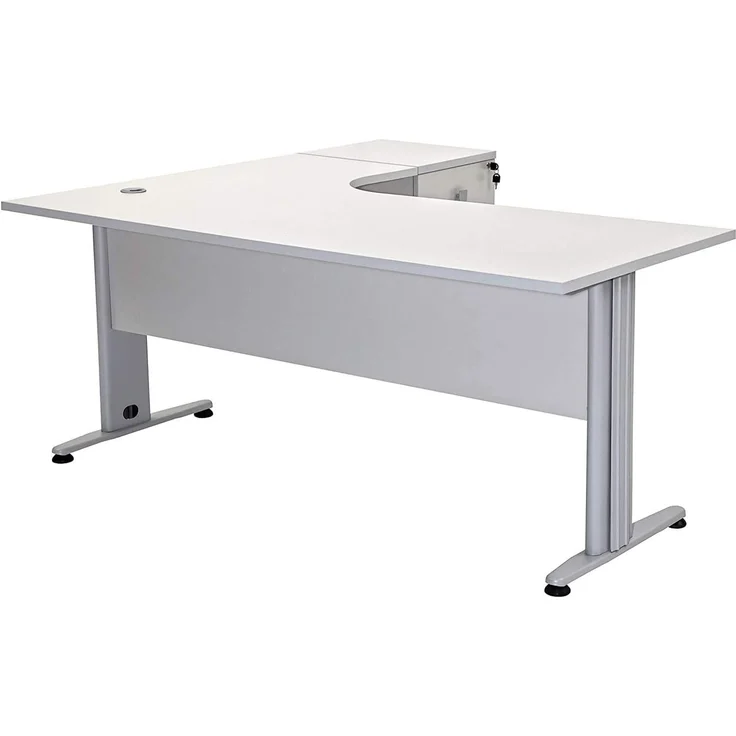 Schreibtisch Set Dona, grau Dekor, inkl. Schreibtisch inkl. Container mit 3 Schüben, rechts gwinkelt, Aktenschrank – Bild 7