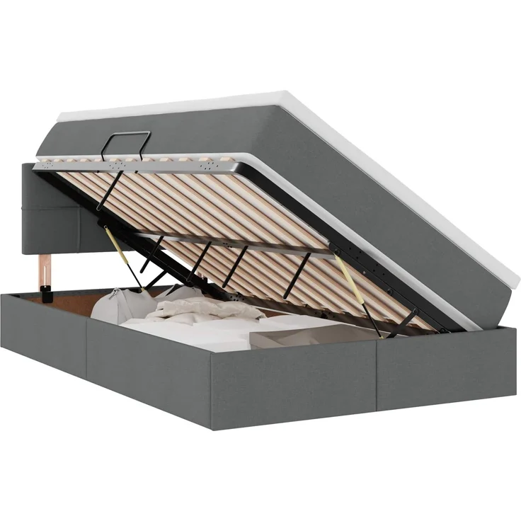 vidaXL LED-Speicherbett mit Matratze Dunkelgrau 120 x 200 cm Stoff 3371137 – Bild 2