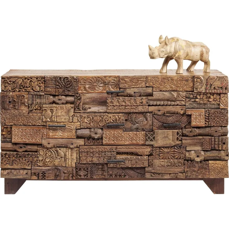Kare 82794 Design Sideboard Shanti Surprise Puzzle Nature, 90 x 160 x 42 cm, Braun, 42 x 160 x 90