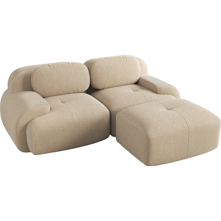 Ecksofa aus weichem Cordstoff,modular kombinierbar mit gebogenen Armlehnen ohne Montage hochelastische Schaumstoffpolsterung für Wohnzimmer Ruhezonen und Schlafzimmer,Cordstoff,Beige, – Bild 5