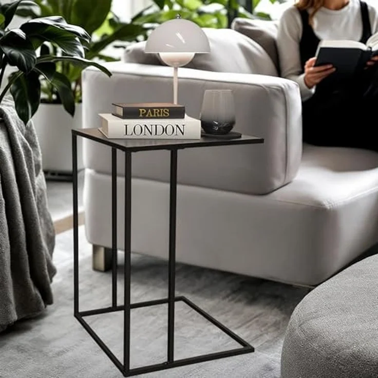 Spetebo Beistelltisch Metall Couchtisch in schwarz 58 x 40 cm (Anazhl, 1-St, Tisch), in C Form – Bild 7