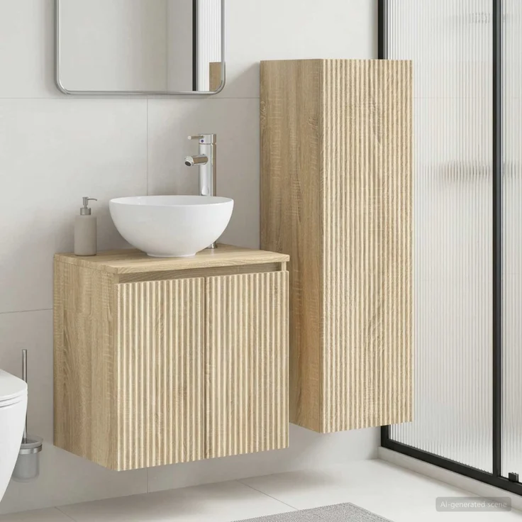 vidaXL Badezimmerschrank-Set 2 stk. Sonoma-Eiche 33 x 34,5 x 100 cm 3406115 – Bild 1