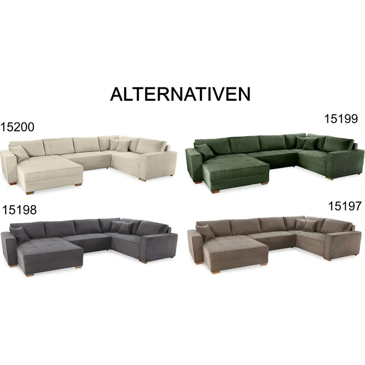 Wohnlandschaft U-Form Sofa Schlaffunktion Couch Bettkasten Cord Dunkelgrau – Bild 10