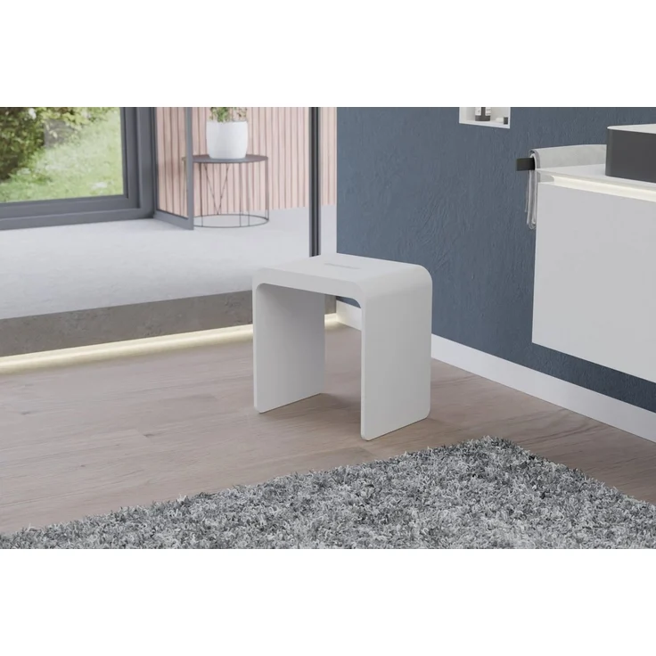 Bernstein Badhocker PB4006 (einsetzbar als Ablage- oder Sitzfläche), aus Mineralguss / Design Duschhocker / Sitzhocker / Matt – Bild 2