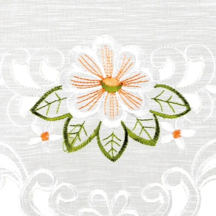 ARSVITA Tischläufer mit Stickerei, mit Blumen oder Schmetterlingen bestickter 35x140cm Läufer für den Tisch, in vielen verschiedenen Designs verfügbar (Farbe: Grün - Orange) – Bild 7