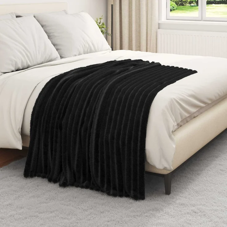 vidaXL Wohndecken 6 Stk. Schwarz 150 x 130 cm 2.85 Fleece 42016885 – Bild 3