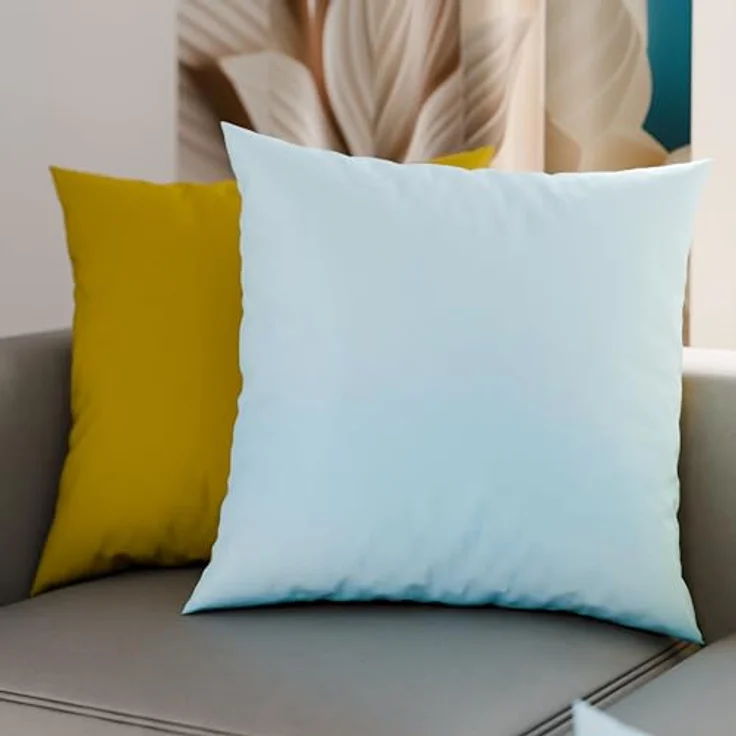 Petti Artigiani Italiani - 1 Paar Kissenbezüge 40 x 40 cm aus Mikrofaser, Dekokissen für Schlafzimmer, Sofa, Set mit 2 Kissenbezügen, doppelseitiger Kissenbezug hellblau gelb – Bild 1