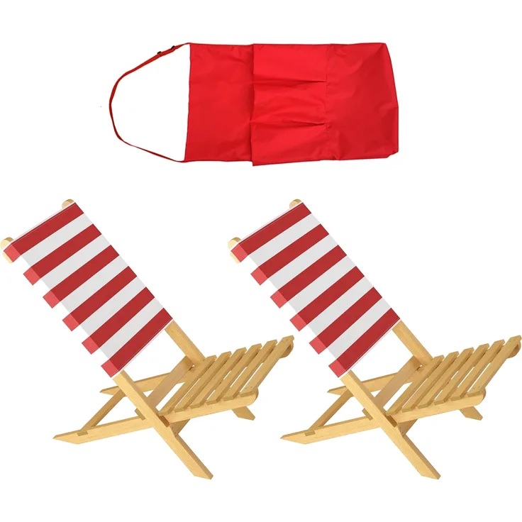 Klappstuhl Strandstuhl Anglerstuhl Gartenstuhl Stuhl zum Zusammenstecken rot-weißem Bezug V-10-353