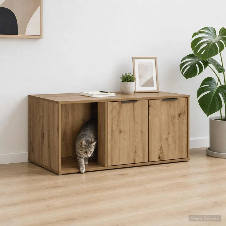 vidaXL Katzenkiste Möbel Artisan-Eiche 100 x 49 x 45 cm Holzwerkstoff 8014758 – Bild 1