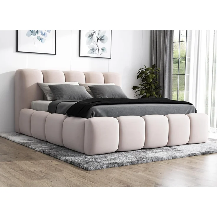 A&J MöbelLand 'Sonic' Polsterbett, Polyester, Beige, 180 x 200, mit Matratze, mit Lattenrost, mit Bettkasten – Bild 2
