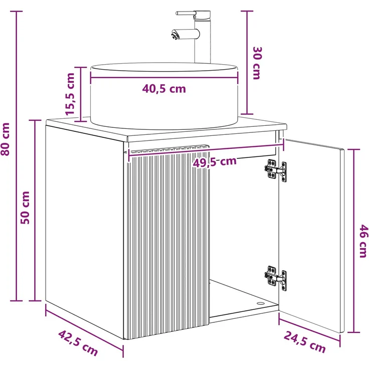 vidaXL Wandmontierter Waschbeckenunterschrank Schwarz 890463 – Bild 9