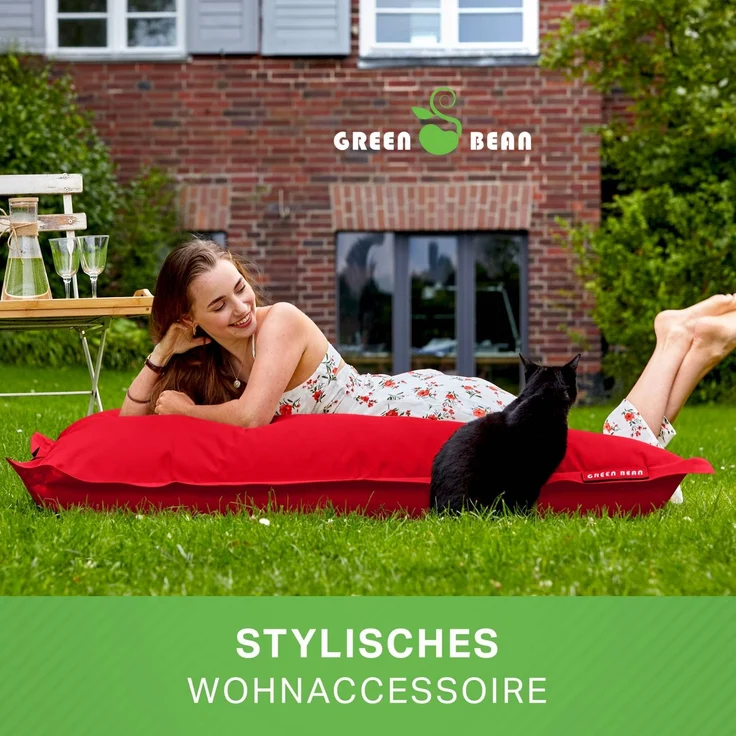 Green Bean® Outdoor Sitzsack, waschbar & wetterfest, Polyester-PVC-Stoff, Rot, 140x180 cm, 380 Liter – Bild 9