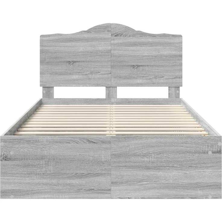 vidaXL Bettrahmen Graues Sonoma 135 x 190 cm Massives Kiefernholz 3413322 – Bild 6