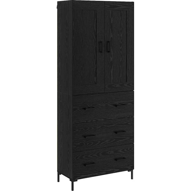 vidaXL Highboard 2 pcs Schwarz Eichen-Optik Holzwerkstoff 3416114 – Bild 1