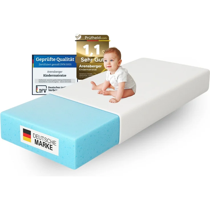 Arensberger Kindermatratze Babymatratze NORA | 60x120cm | Bezug waschbar & abnehmbar | punktelastischer Gelschaum | Jugendmatratze, allergikerfreundlich premium Bezug – Bild 1