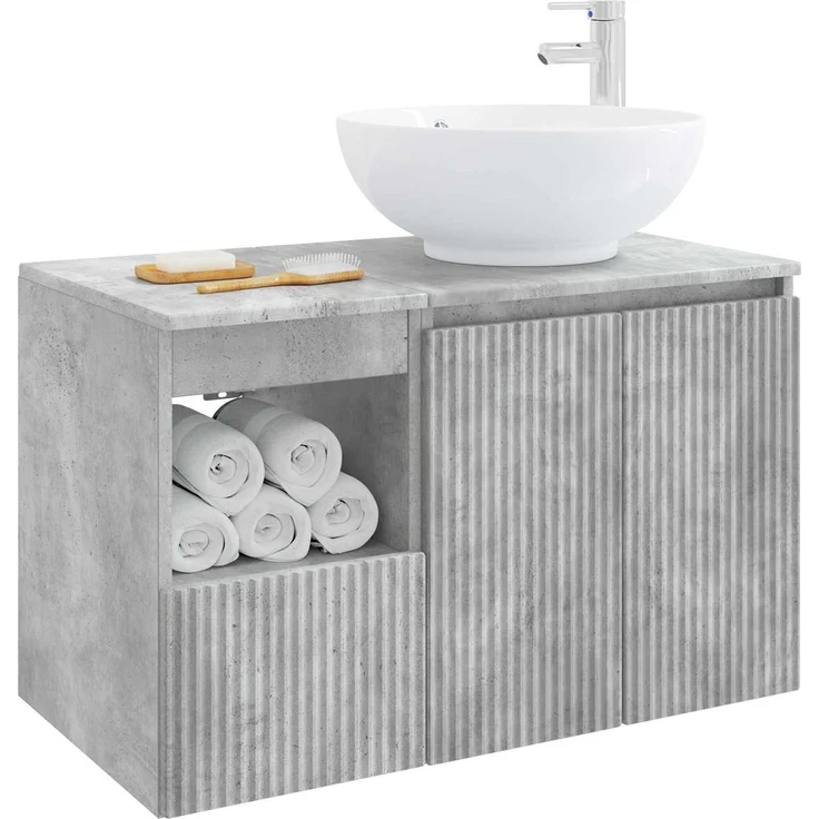 vidaXL Badezimmerschrank-Set 2 stk. Betongrau 79,5 x 44,5 x 80 cm 3404087 – Bild 3