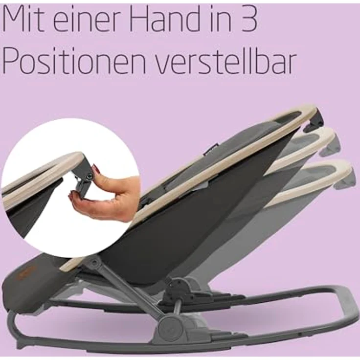 Maxi-Cosi Kori, 2-in-1 Babywippe für Neugeborene bis 15 kg, Beyond Graphite mit verstellbaren Liegepositionen und Spielzeugbogen – Bild 4