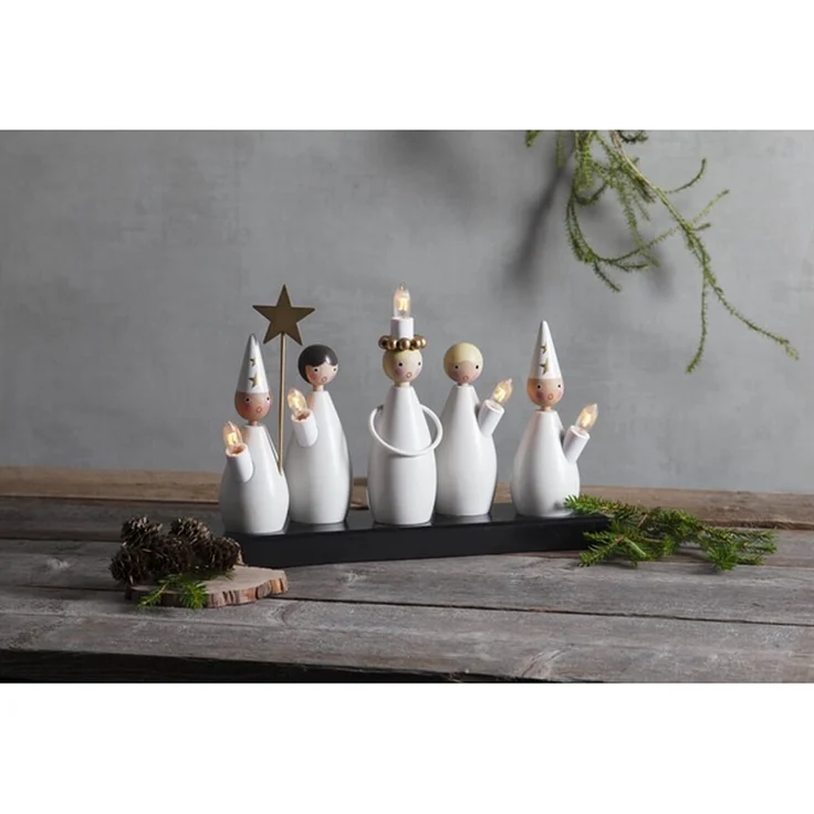 STAR TRADING Fensterleuchter Fensterleuchter Lucia Chor 5flammig warmweiße Lampen innen 22cm weiß, Glühlampe – Bild 2