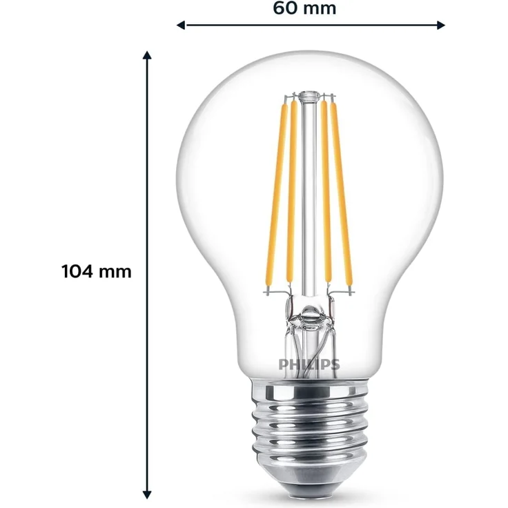 Philips LED Classic E27 Filament Lampen 6-er Pack (60 W), LED Lampen mit warmweißem Licht, energiesparende LED Beleuchtung mit langer Nutzlebensdauer – Bild 2