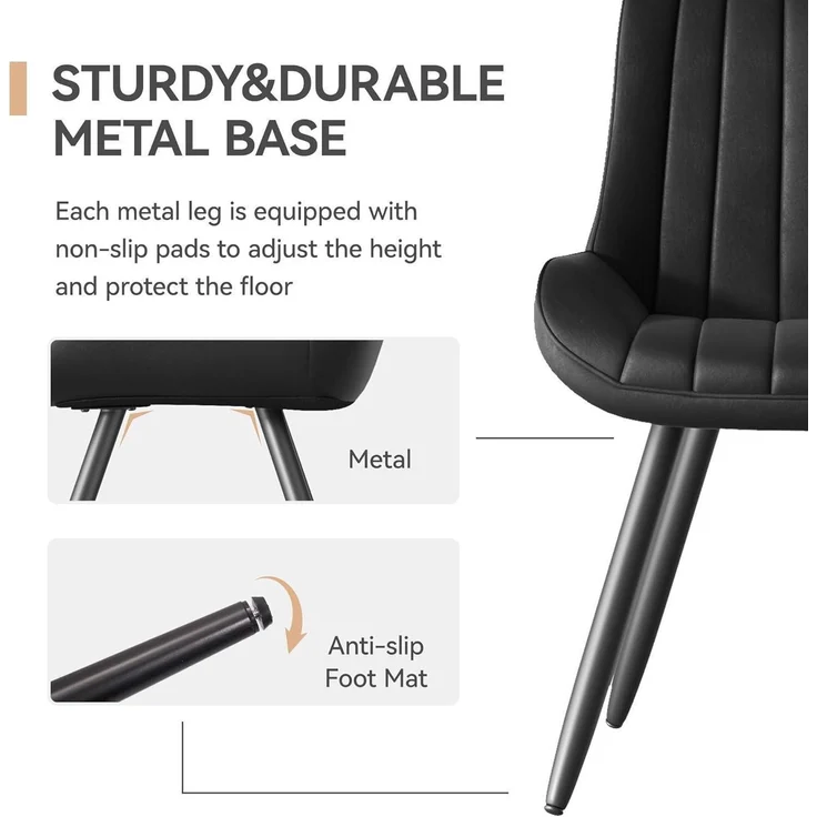 Esszimmerstuhl Polsterstuhl Küchenstuhl Sitzkissen 6er Set Schwarz – Bild 6