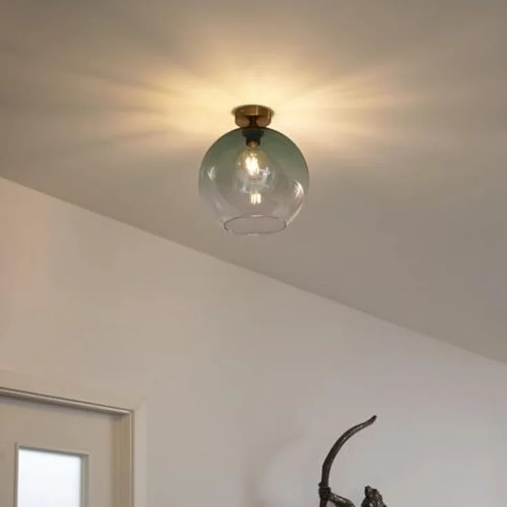 Qazqa Deckenleuchte Sandra, ohne Leuchtmittel, Extra-Warmweiß, QAZQA Deckenleuchte, e27, Grün, Glas, Art Deco – Bild 2