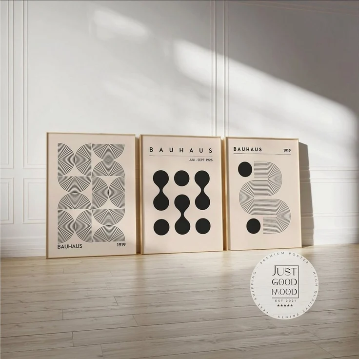 JUSTGOODMOOD Poster Premium ® Bauhaus Ausstellung Poster · Geschenkidee · Minimalistisch, B (1 St), verschiedene Größen wählbar – Bild 3
