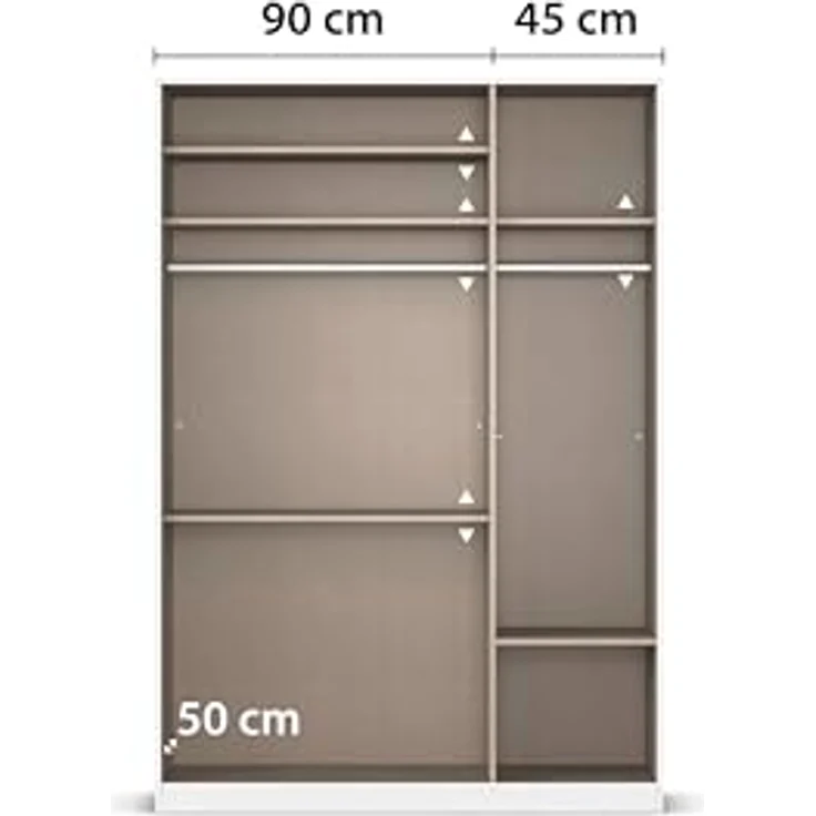 Rauch Möbel Lagoa, Kleiderschrank, Garderobe für Schlafzimmer, Kinderzimmer, Jugendzimmer 3-türig, 2 Schubladen, mit Zubehör Classic, Farbe Weiß/Grau metallic, Schwarz, Breite 136 – Bild 9