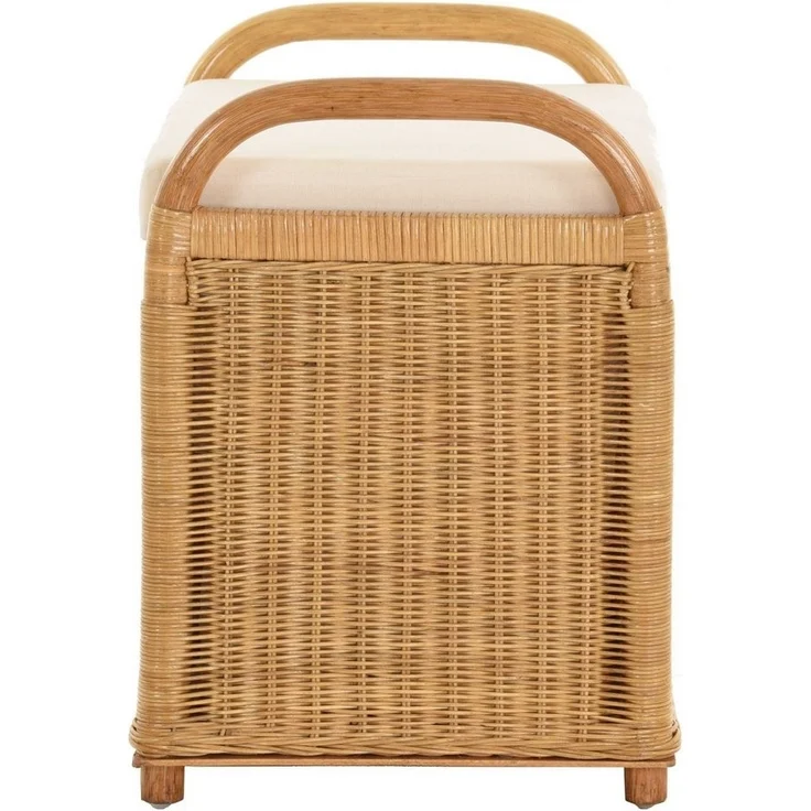 Krines Home Sitzbank Rattan Bank Sitzbank Sitzhocker mit Stauraum Rattanhocker mit Deckel, gepolsterter Deckel – Bild 2