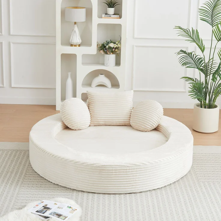 ZUBALIYA SchlafSofa mit USB - Anschluss, mit Schreibtisch, mit Cordbezug, mit Schaumstoffpolsterung, für Wohnzimmer und Apartments – Bild 13