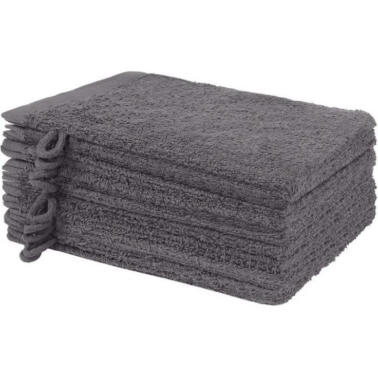 NatureMark Waschhandschuh 10er-Set Frottier Waschhandschuhe, 100% Baumwolle (10-St), Premium Frottier Waschhandschuhe, 15x21cm, Anthrazit grau – Bild 4