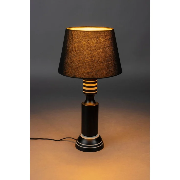 DutchBone Tischlampe Virgil im Vintage-Look, Schwarz mit Leinenschirm 31x31x60 cm – Bild 2