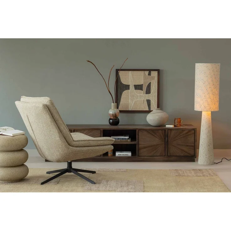 Drehsessel Milaro aus weichem Melange-Stoff, modern und drehbar, Natur, bequeme Polsterung – Bild 2