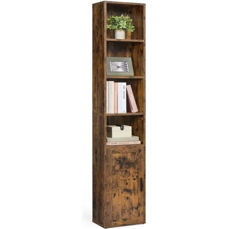 Bücherregal, 6-stöckiges hohes Regal, Standregal mit Türen und offenen Fächern, vielseitig einsetzbar – Bild 4