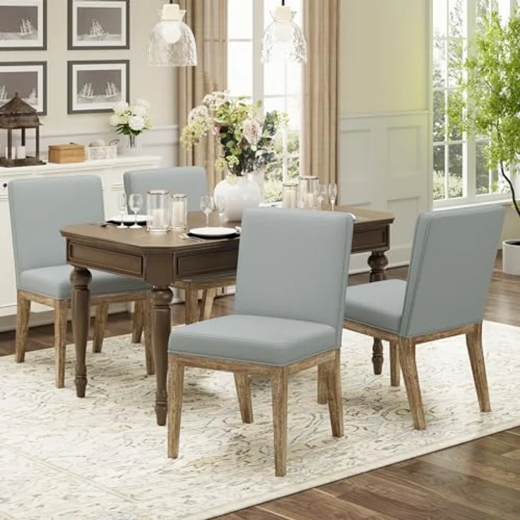COLAMY Esszimmerstühle 6er Set, Moderne Esszimmerstühle mit Stoffbezug, Küchenstühle im Landhausstil für Restaurant und Wohnzimmer, Grau – Bild 4