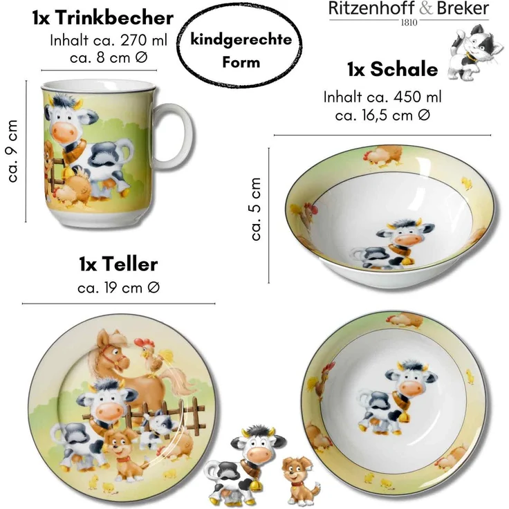 Ritzenhoff & Breker HOFTIERE Kindergeschirr Set 3-teilig – Bild 4
