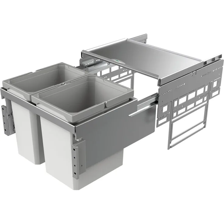 NABER 8012400 Abfallsammler 27,5 (12+15,5) Liter COX® BASE 360 K/500-2 ohne Biodeckel, hellgrau, H 360 mm