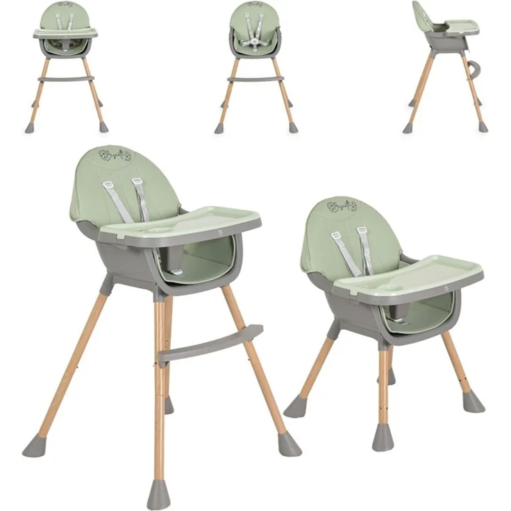 Moni Kinderhochstuhl Biscotti 2 in 1 Kinderstuhl Anti-Rutsch-Füße Doppeltablett grün – Bild 1