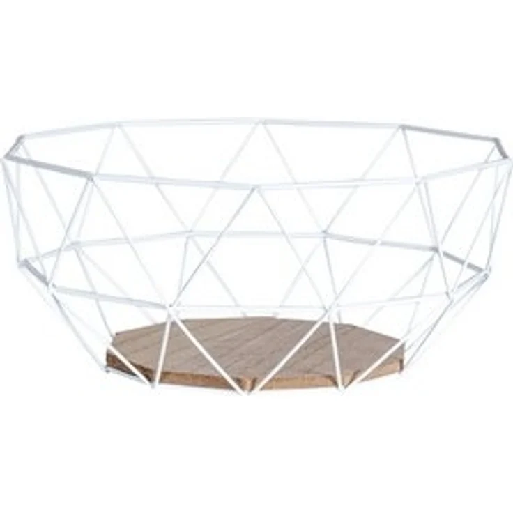 Levandeo® Dekoschale, Korb Weiß Metall 26x12cm Modern Holz Braun Schüssel Schale Deko – Bild 6