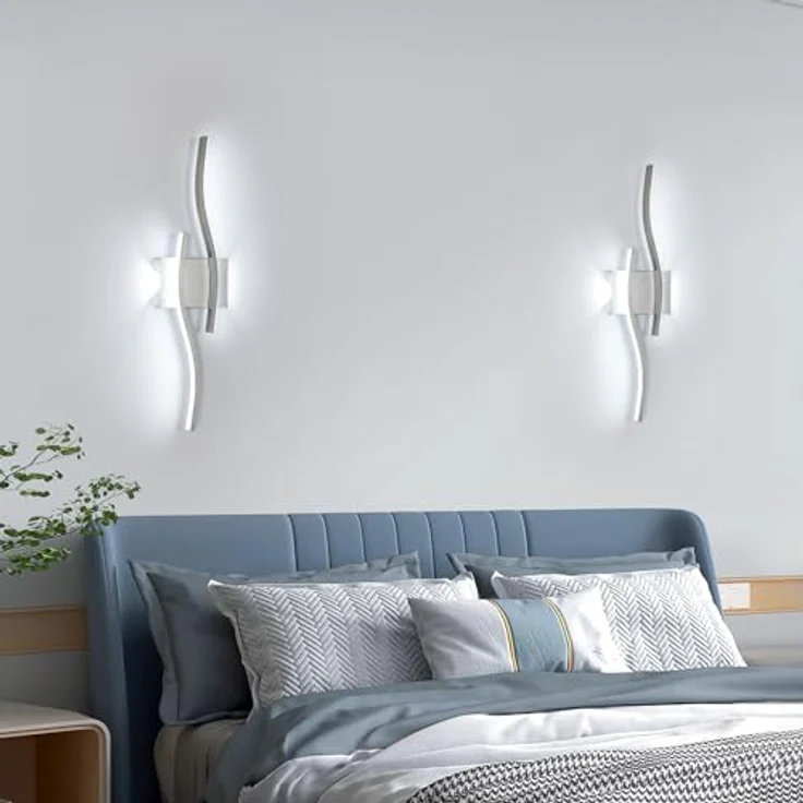 Goeco LED Wandleuchte Innen, 20W 59CM LED Wandlampe Silbern 2 Fimmig 6500K kaltweißes Licht, Modern Lange Lampen Wandleuchtung aus Acryl für Flur Treppenhaus Wohnzimmer Schlafzimmer Flur – Bild 8