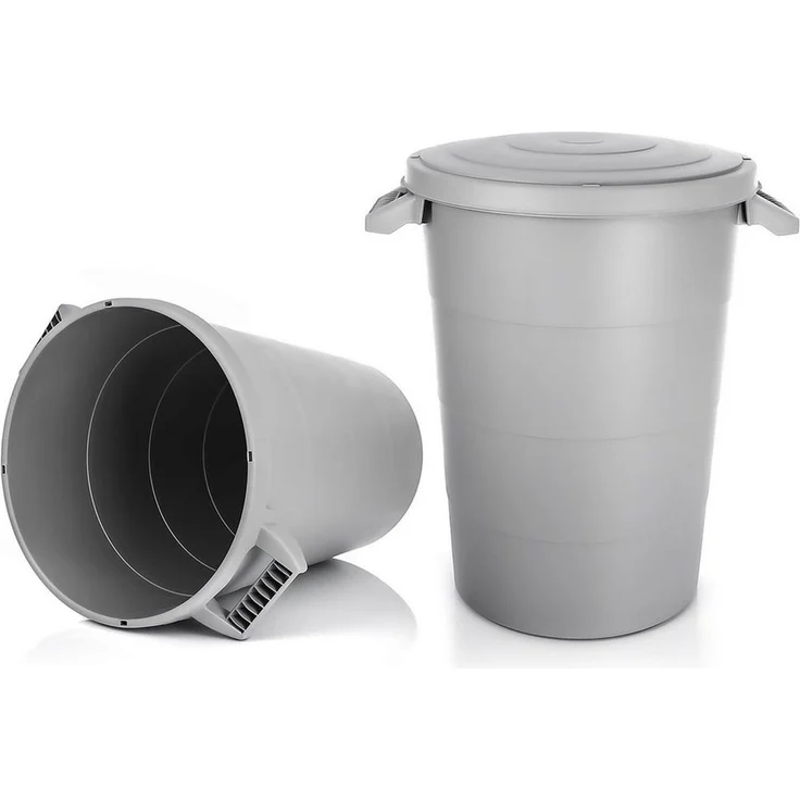 BigDean 2X wetterfeste Universaltonne mit Deckel und 2 stabilen Tragegriffen 80 Liter GRAU - Regentonne Mülleimer - Indoor und Outdoor geeignet - Made in Europe – Bild 5