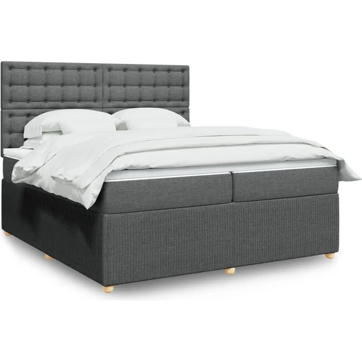 vidaXL Boxspringbett mit Matratze Dunkelgrau 200x200 cm Stoff 3294478 – Bild 1