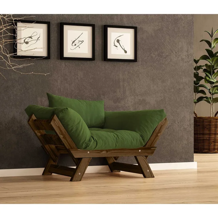 Skye Decor 'CPT8140-140' Garten-Sessel, Walnuss / Grün, 108-140 x 75 cm