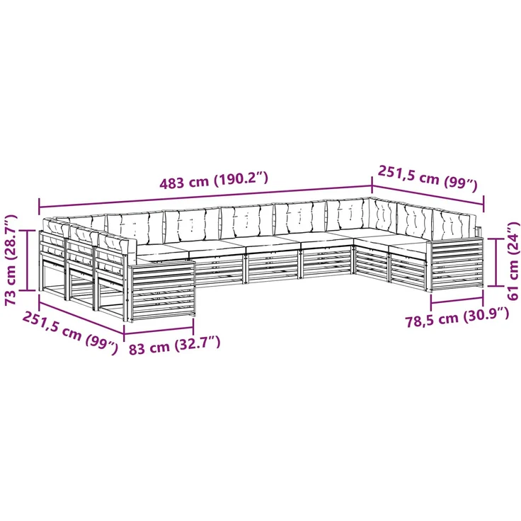 vidaXL Sofagarnituren 10 stk. 10-Sitzer Weiß und Creme Polyester 3391240 – Bild 10
